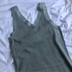 Vintage Gray Green Tank Top - 90s Soft Business Casual Shirt - Indie Whimsigoth